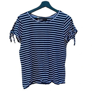 Nautica women's size large nautical blouse, blue and white stripes